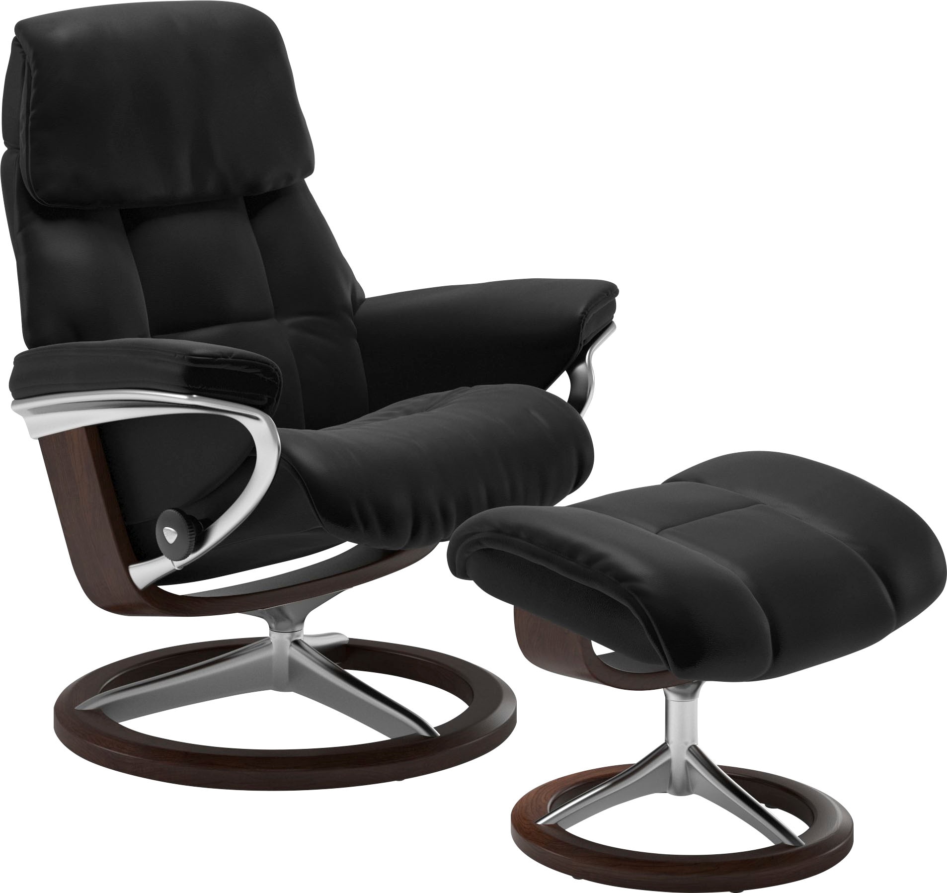 Relaxsessel STRESSLESS "Ruby", schwarz (schwarz batick), B:88cm H:101cm T:78cm, Leder BATICK: durchgefärbtes und genarbtes Möbelleder;Leder PALOMA: durchgefärbtes Semianilin-Möbelleder, Sessel, Relaxsessel, mit Signature Base, Größe L, Gestell...