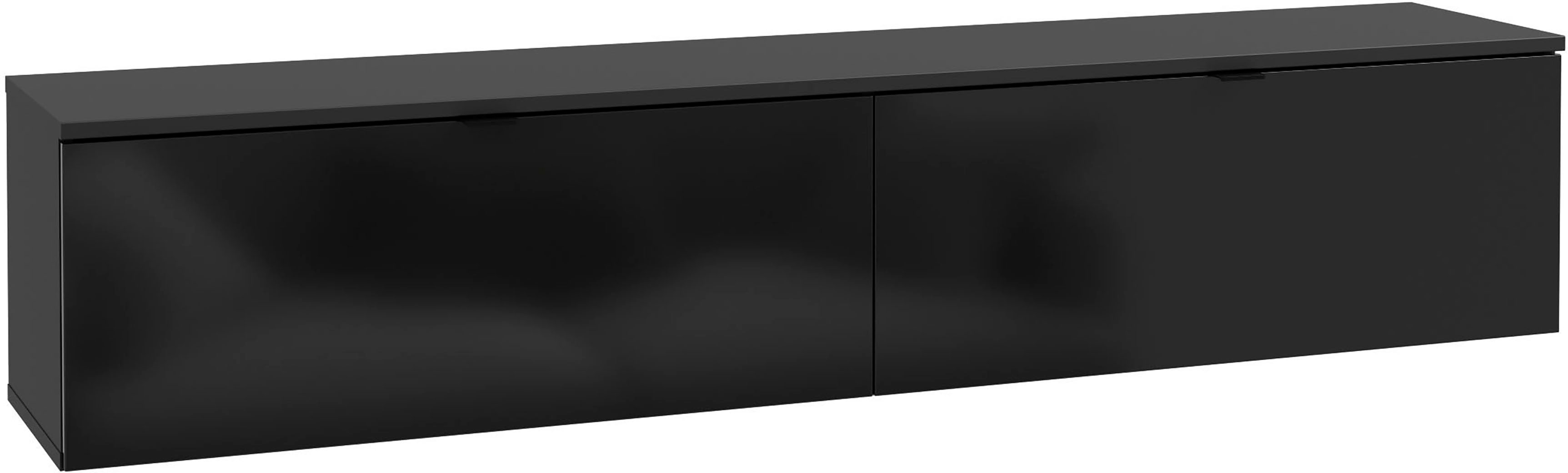 Lowboard FORTE "LibertadTV-Board, TV-Schrank", schwarz, schwarz hochglanz, B:178,8cm H:37,5cm T:34,8cm, Spanplatte, Sideboards, Lowboard, großes TV Board, erweiterbar, Wandmontage, Metallgriff