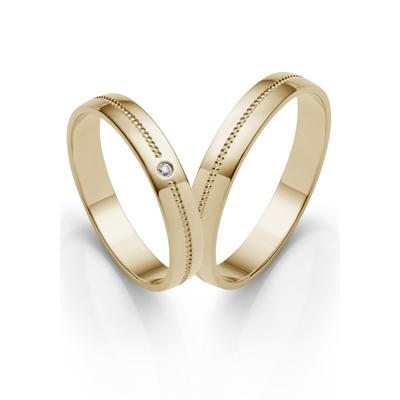 Trauring FIRETTI "Schmuck Geschenk Gold 375 Hochzeit Ehering "LIEBE" Gr. 57, gold (gelbgoldfarben), Fingerringe, 57, 0,001 ct SI = kleine Einschlüsse mit Brillant, Gelbgold 375, 3,5mm, Made in Germany, wahlweise mit oder ohne Brillant Image