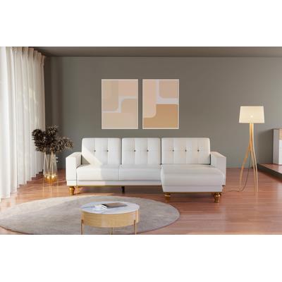 Ecksofa SIT & MORE "Orient 5 L-Form", weiß (pure weiß), B:279cm H:90cm T:167cm, 100% Polyuretan, Sofas, mit Strass-Stein, wahlweise mit Bettfunktion und Bettkasten Image