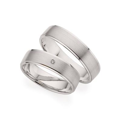Trauring PHÖNIX "Schmuck Geschenk Gold 333 Trauring Ehering LIEBE versch. Varianten" Gr. 64, weiß (weißgoldfarben), Fingerringe, 64, ohne Brillant, Weißgold 333, 5,0mm, Made in Germany, wahlweise mit oder ohne Brillant Image