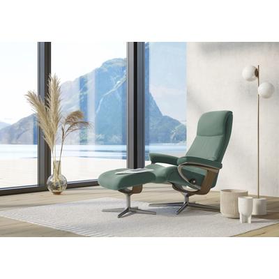 Relaxsessel STRESSLESS "View", grün (aqua grün paloma), B:82cm H:109cm T:81cm, Leder PALOMA: PALOMA ist ein durchgefärbtes Semianilin-Möbelleder mit natürlicher Narbung., Sessel, mit Cross Base, Größe S, M & L, Holzakzent Eiche Image