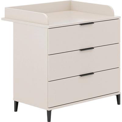 Wickelkommode HOME AFFAIRE "ARI, 3 Schubladen", beige (cashmere, beige), B:94,7cm H:87,9cm T:52,4cm, Wickelkommoden, inklusive Wickelaufsatz, Schubladen mit Soft-Close-Funktion