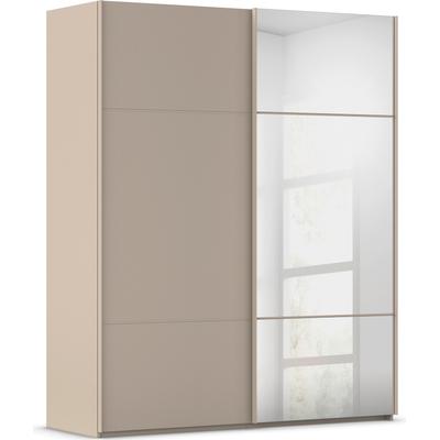 Schwebetürenschrank RAUCH "Kleiderschrank Schrank Garderobe Schlafzimmerschrank SCALE-TRIO", grau (fango, griffleisten fango), B:181cm H:223cm T:68cm, Holzwerkstoff, Schränke, edle dreigeteilte Front mit 2 Zierleisten und Spiegel MADE IN GERMANY Image