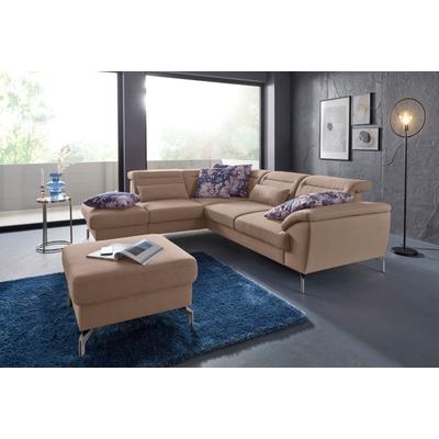 Ecksofa SIT & MORE "Percy L-Form", beige, B:270cm H:80cm T:235cm, Sofas, 15 cm Fußhöhe, Sitztiefenverstellung, wahlweise in 2 Fußfarben Image