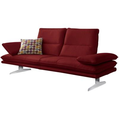 2,5-Sitzer W.SCHILLIG "broadway Designsofa mit hohem Sitzkomfort", rot (ruby rot z59), B:236cm H:94cm T:96cm, Longlife Xtra-Leder Z59: Glattleder mit modischer Prägung. Hautstärke 0, 9 - 1, 1 mm, Sofas, Sitztiefenverstellung, Kopfteil- &... Image