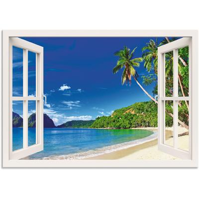 Wandbild ARTLAND "Fensterblick Paradies", weiß (farbe bild(er): weiß), B:100cm H:70cm, Bilder, als Alubild, Outdoorbild, Leinwandbild, Poster, Wandaufkleber Image
