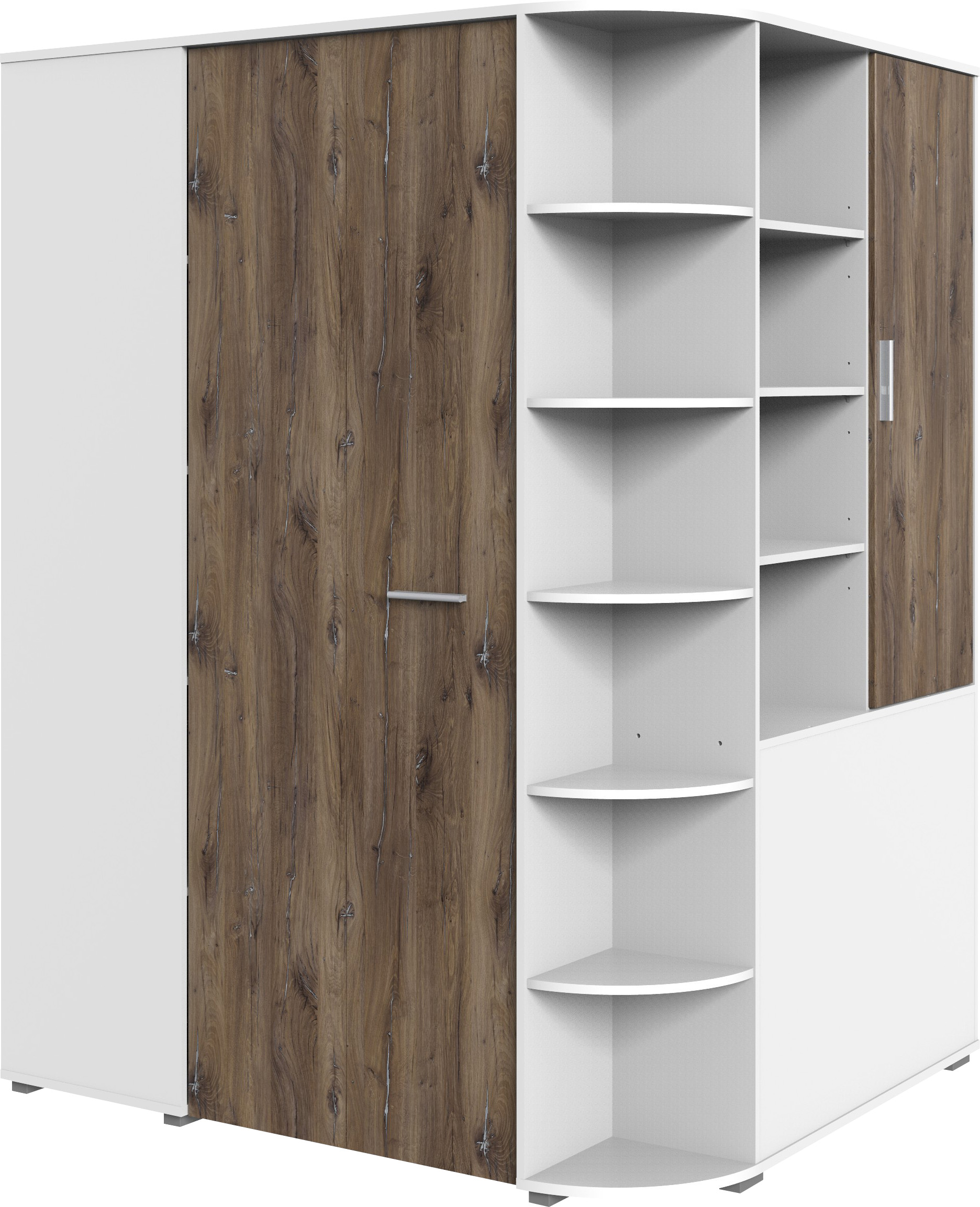 Eckkleiderschrank WIMEX "Joker", weiß (weiß, flagstaff), B:124cm H:198cm T:148cm, Schränke, Eckkleiderschrank, begehbarer Kleiderschrank, Garderobe, Ecklösung