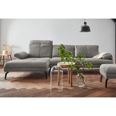 Ecksofa ANDAS "Stenlille Muktifunktionssofa, L-Form", grau, B:295cm H:83cm T:162cm, Struktur weich (100% Polyester), Struktur grob (100% Polyester), 100% NaturLEDER, Sofas, incl. Sitztiefen-, Kopfteil- und Armteilverstellung Image