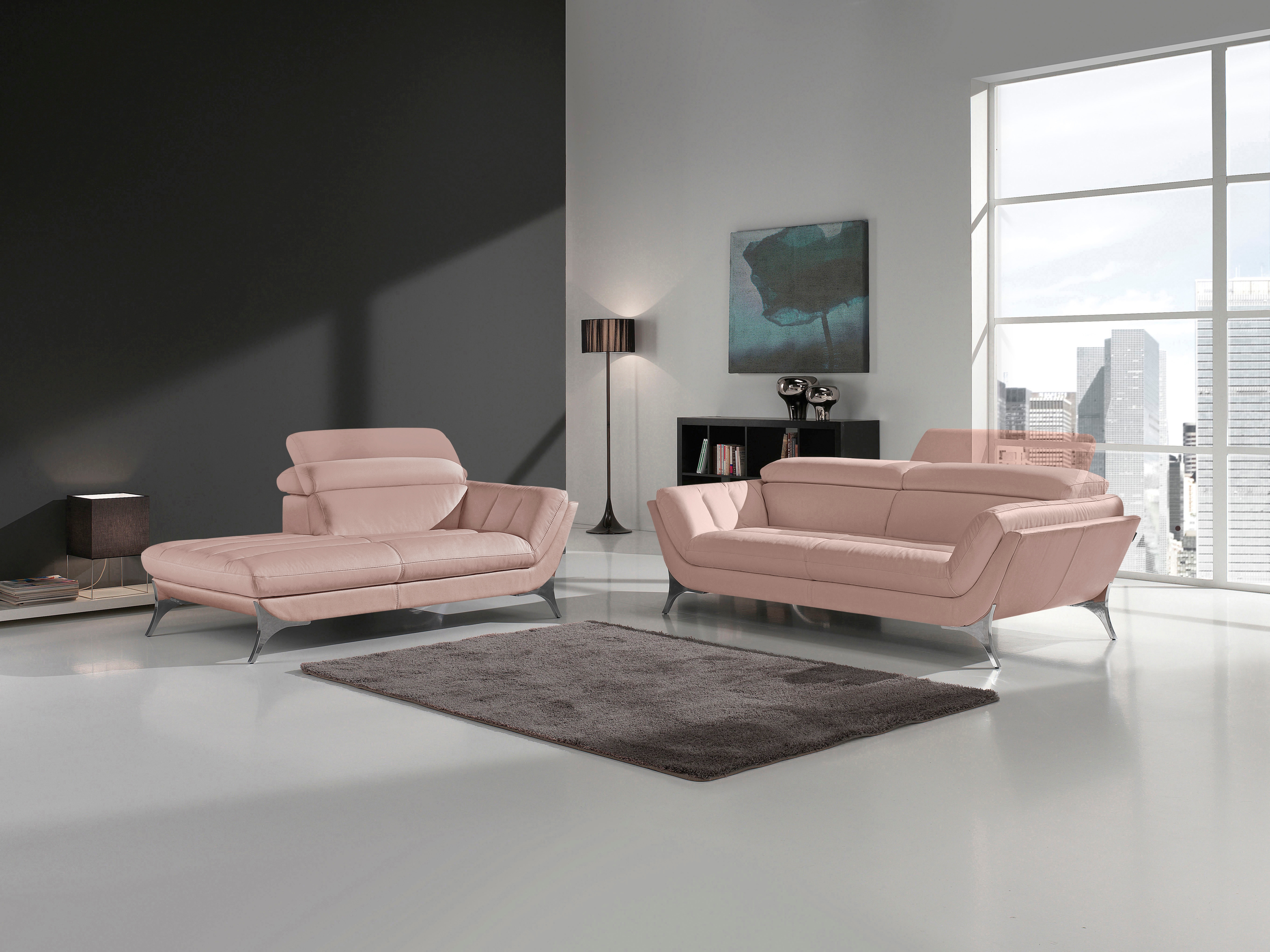 Polstergarnitur EGOITALIANO "Sueli", rosa (millenium rose,), B:180cm T:110cm, Leder »BULL« (echtes Rindsleder). Geschliffenes, pigmentiertes und behandeltes Rindsleder mit einer Dicke von 1, 3-1, 5 mm. Dieses Leder zeigt eine ziemlich weiche Hand...