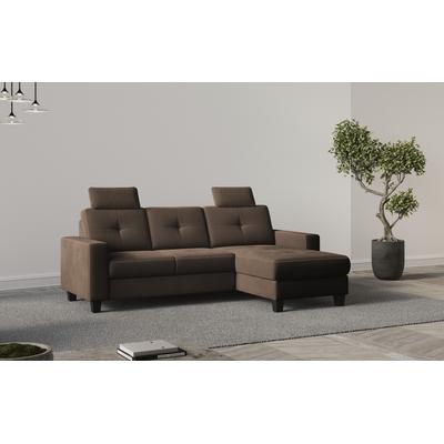 Ecksofa PLACES OF STYLE "Varese", braun (dunkelbraun), B:239cm H:91cm T:164cm, 100% Polyester, Sofas, wahlweise mit Bettfunktion und Bettkasten Image