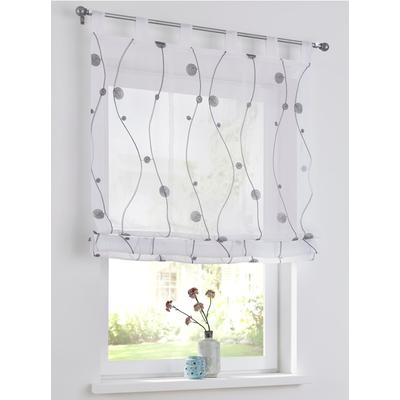 Raffrollo HEINE HOME Gr. 4, grau (weiß, grau), B:100cm H:140cm, Raffrollos Image