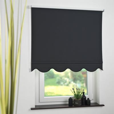 Seitenzugrollo LIEDECO Gr. 13, schwarz, B:182cm H:180cm, Polyester, Rollos, Volantrollo - Volant Klassik, Fixmaß Image