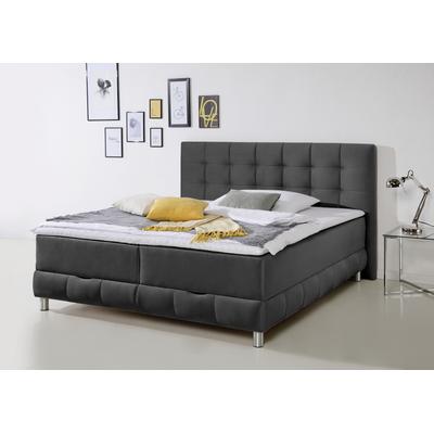 Boxbett INOSIGN "Vaasa", grau (schiefer), B:214cm L:210cm, Komplettbetten, inkl. Bettkasten & Topper, XXL-Ausführung, Überlänge 220 cm Image