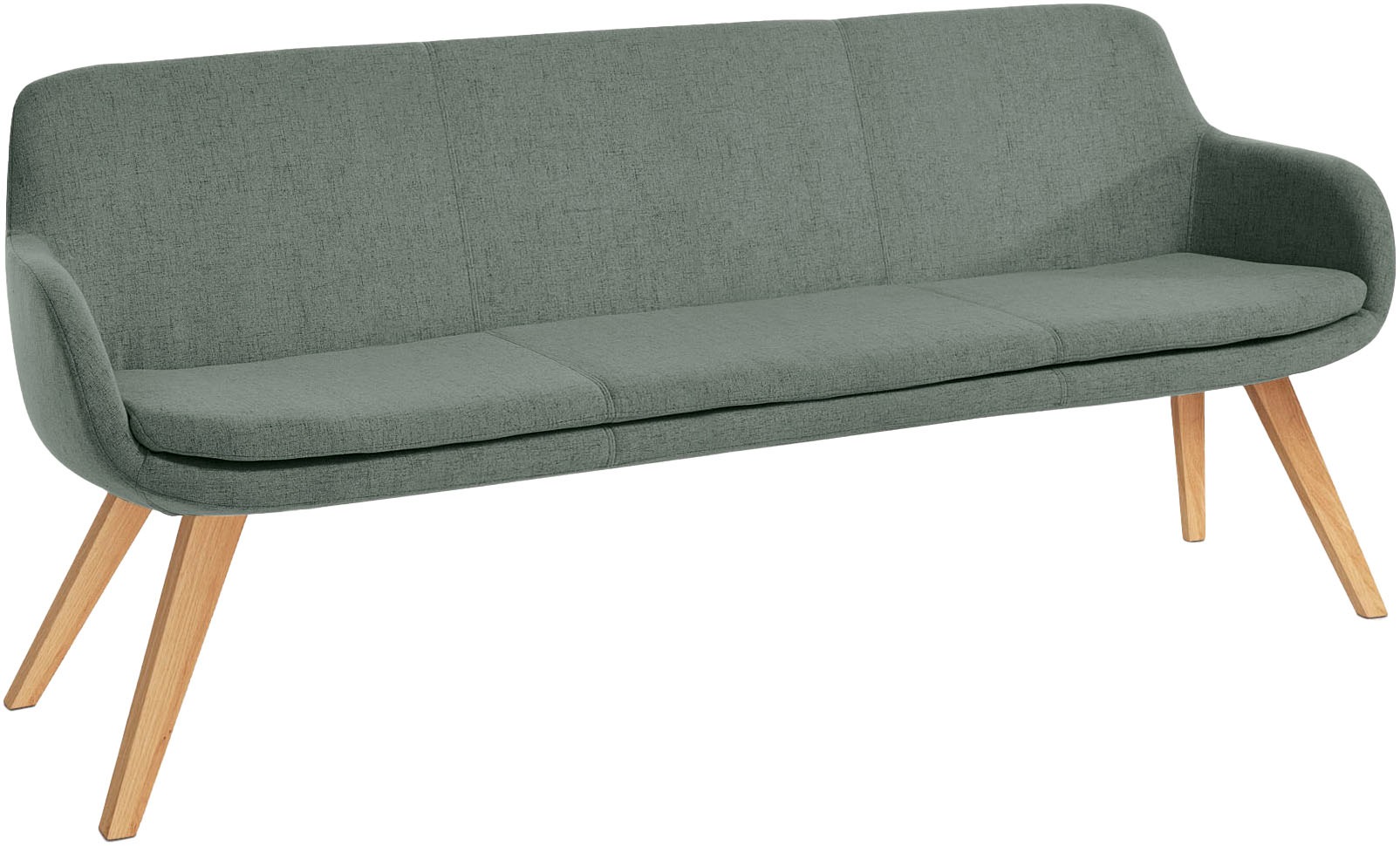 Essbank MUSTERRING "Tavia", blau (aqua, eiche bianco), B:180cm H:87cm T:66cm, 100% PES, Sitzbänke, Stativgestell aus Eiche bianco massiv, Breite 180, 200 oder 220 cm Image