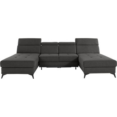Wohnlandschaft INOSIGN "Cardiz U-Form", grau (anthrazit), B:296cm H:83cm T:173cm, Webstoff (100% Polyester), Luxus-Microfaser Paris (90% Polyester/10% Polyamid), Struktur fein (100% Polyester), Samtoptik (100% Polyester), Sofas,... Image