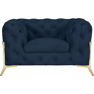 Chesterfield-Sessel LEONIQUE "Amaury Sessel", blau, B:125cm H:75cm T:97cm, Struktur (100% Polyester9, Samtoptik (100% Polyester), Sessel, aufwändige Knopfheftung, moderne Chesterfield Optik, Fußfarbe wählbar Image