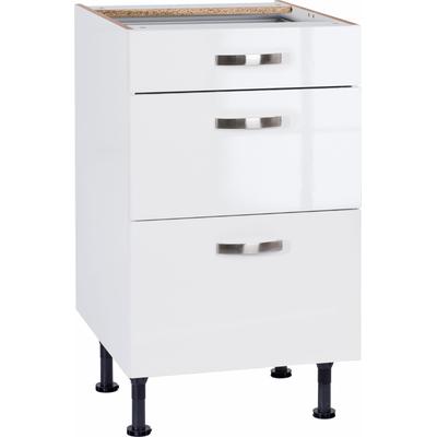 Unterschrank KOCHSTATION "KS-Cara", weiß (weiß glanz, weiß), B:50cm H:87cm T:58,4cm, Schränke, Breite 50 cm, mit Vollauszügen und Soft-Close-Funktion Image