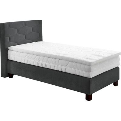 Boxspringbett, grau (anthrazit), B:105cm L:210cm, Bezug: 100% Polyester, WESTFALIA SCHLAFKOMFORT, Komplettbetten, Boxspringbett, wahlweise mit Topper Image