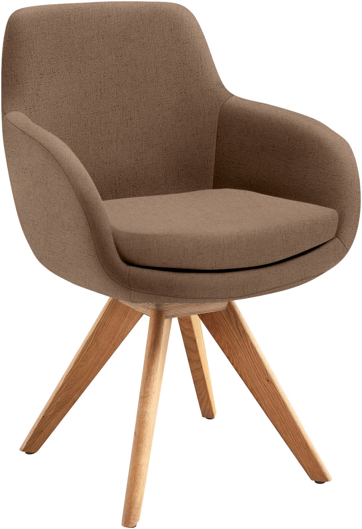 Esszimmerstuhl MUSTERRING "Tavia", braun (caramel, eiche bianco), B:62cm H:86cm T:66cm, Stühle, Esszimmerstuhl, Stativgestell Eiche Bianco, Drehfunktion optional, diverse Farben