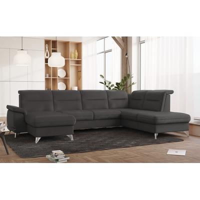 Wohnlandschaft SIT & MORE "Astoria U-Form", grau (anthrazit), B:327cm H:91cm T:225cm, 100% Polyester, Sofas, wahlweise mit motorischer Relaxfunktion Image
