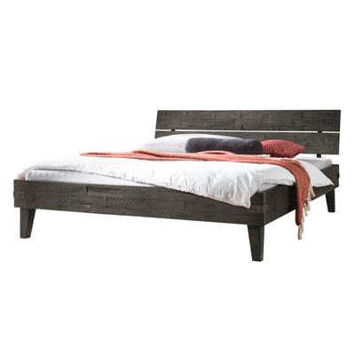 Bettgestell HASENA "Aloa", grau, B:106cm H:87cm L:216cm, Betten, Akazie massiv, mit Massivholzkopfteil, zwei verschiedene Liegehöhen Image