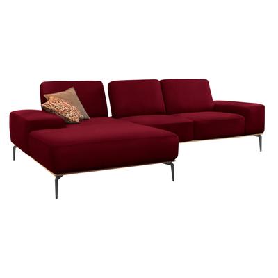 Ecksofa W.SCHILLIG "run, Designsofa mit tollem Sitzkomfort, bequem, L-Form", rot (merlot w82), B:279cm H:88cm T:178cm, Longlife Xtra-Leder Z73: Naturwalkleder der Luxusklasse aus den erlesensten Rohhäuten. Hautstärke 1, 1 u2013 1, 3 mm, ROHLEDER... Image