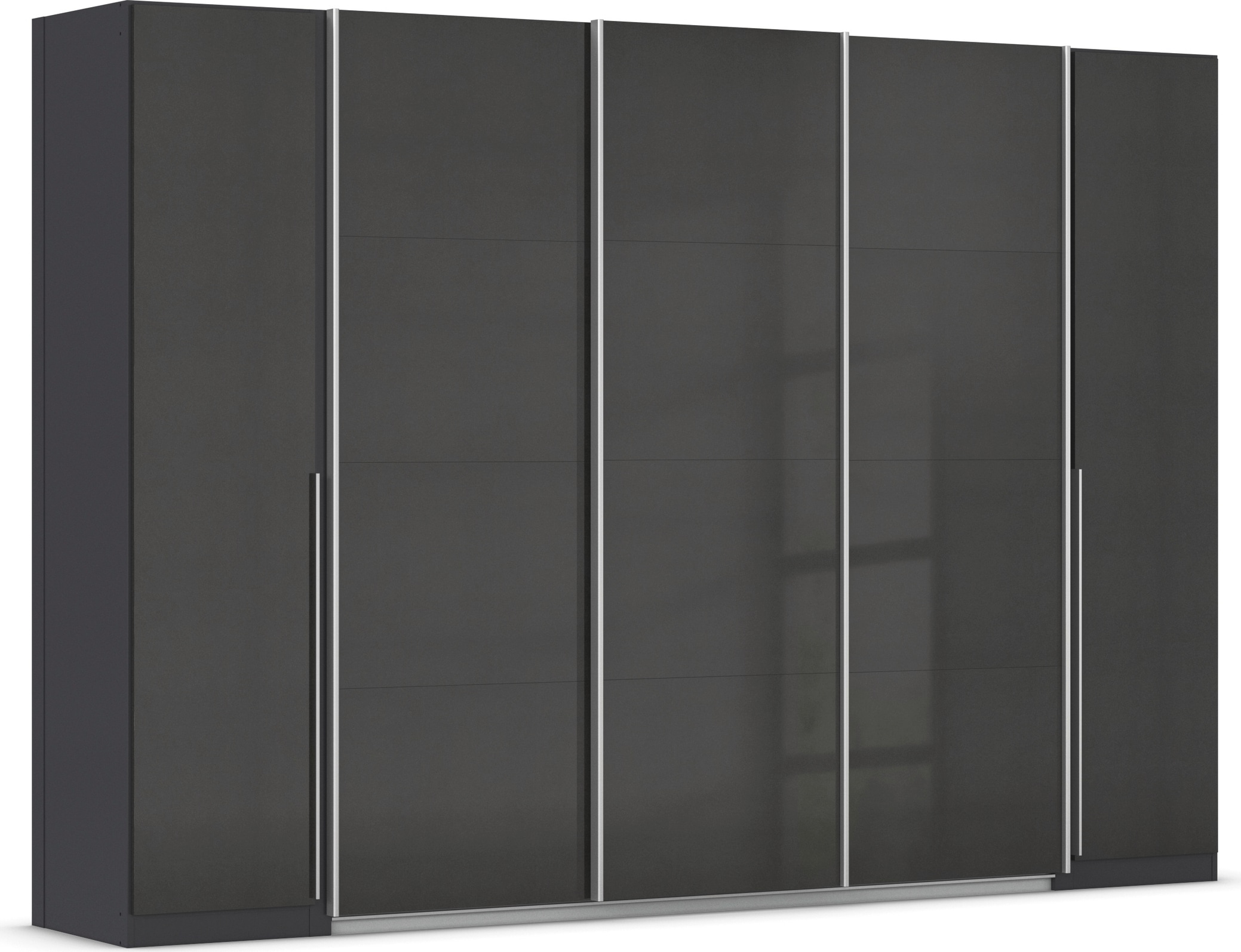 Schwebetürenschrank RAUCH "Dreh-/Schwebetürenschrank Kleiderschrank Familie, OTTOs Choice Agordo", grau (graumetallic, hochglanz effektgrau), B:301cm H:210cm T:62cm, Holzwerkstoff, Schränke, Schwebetürenschrank, durchdachte Innenausstattung, in zwei...