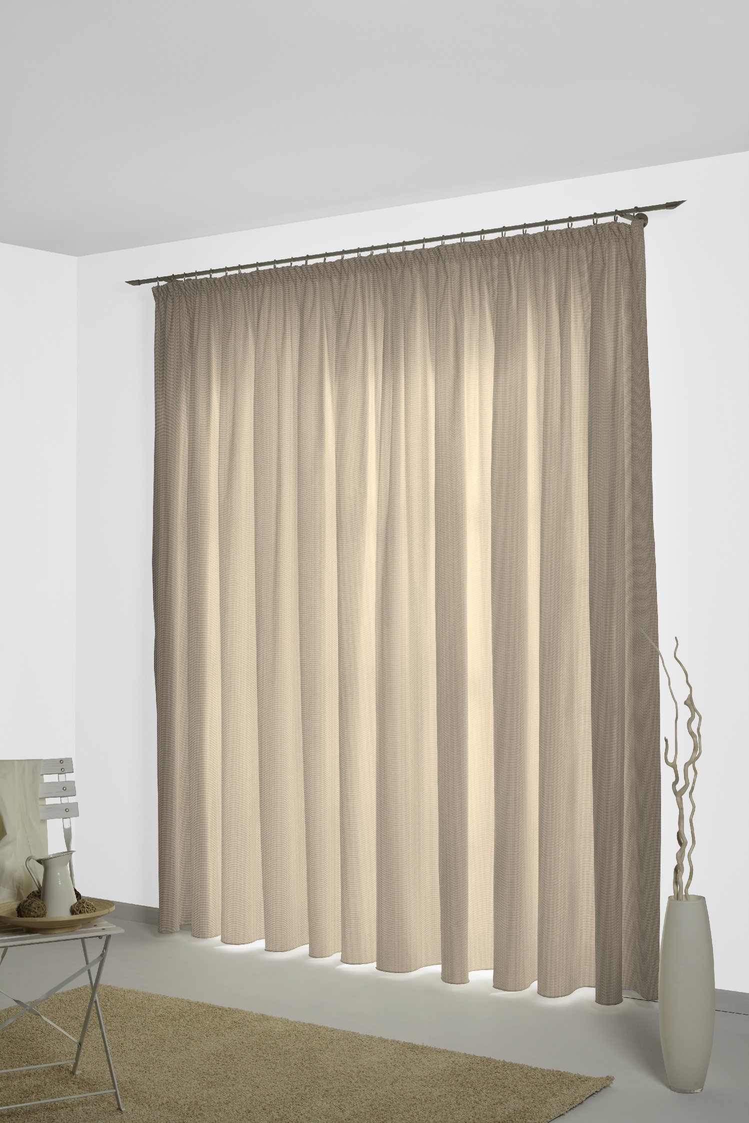 Vorhang WIRTH "Neveres" Gr. 1, grau (taupe), B:135cm H:145cm, Jacquard, Baumwolle, Gardinen Image
