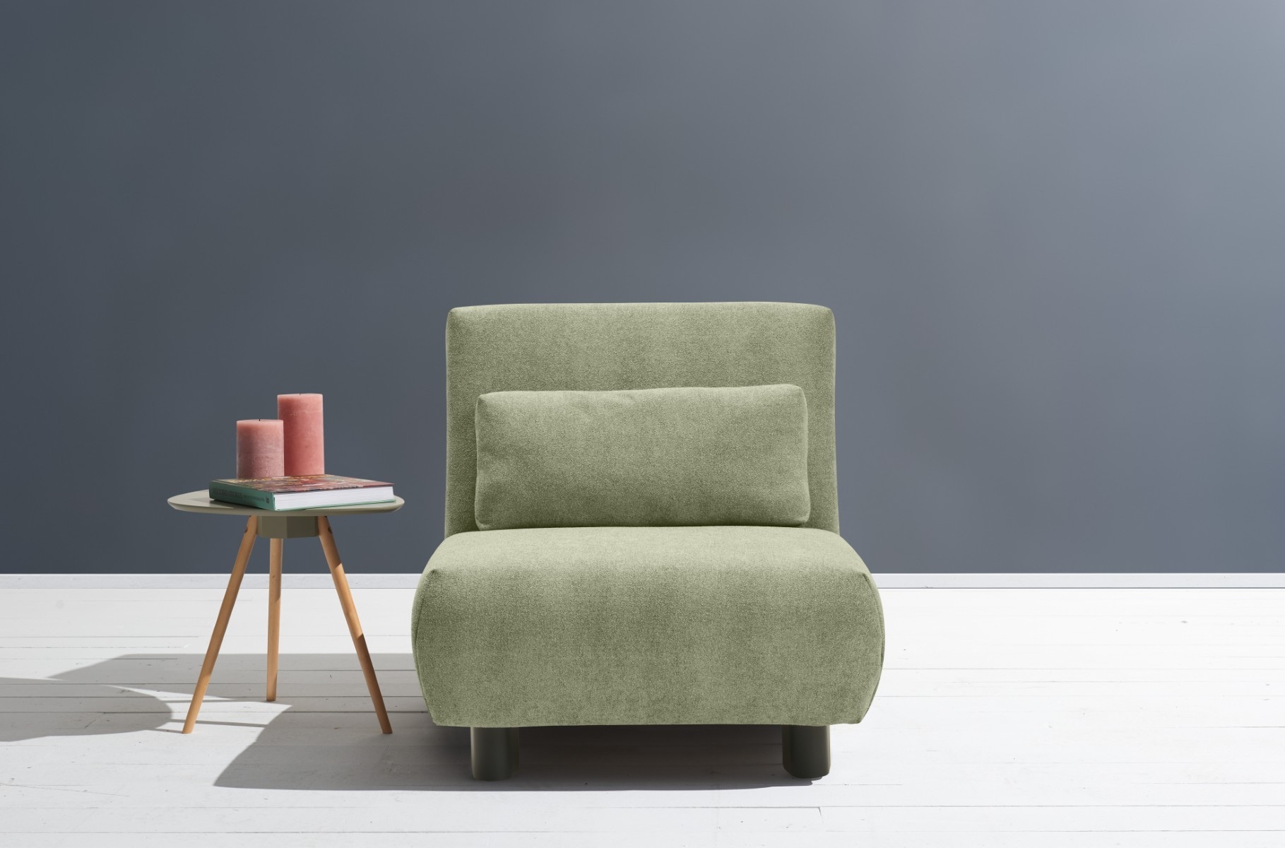 Schlafsofa ELL + ELL "Minou", grün (hellgrün), B:85cm H:88cm T:100cm, Sofas, Schlafsofa