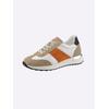 Sneaker HEINE, Damen, Gr. 36, orange (weiß, orange), Leder, Rindsleder, Veloursleder, Veloursleder, modisch, Schuhe