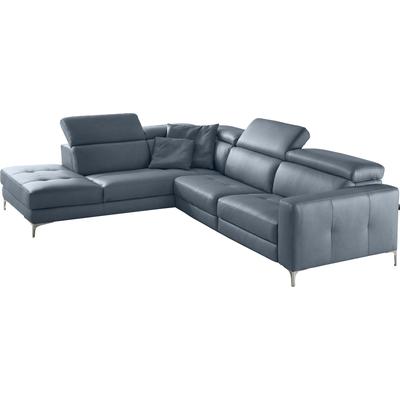 Ecksofa EGOITALIANO "Matt, hoher Sitzkomfort und aufwendige Detailverarbeitung, L-Form", grau (smoke), B:285cm H:100cm T:221cm, Leder u00bbBULLu00ab (echtes Rindsleder). Geschliffenes, pigmentiertes und behandeltes Rindsleder mit einer Dicke von 1,... Image