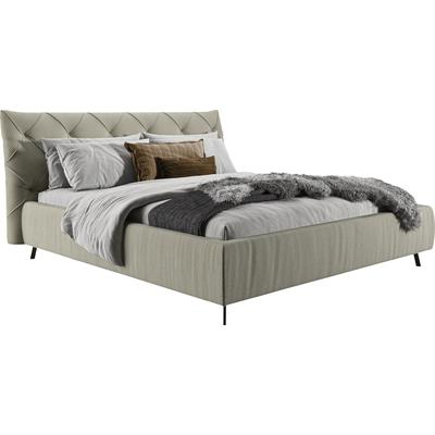 Polsterbett LEONIQUE "Elloree, in 4 Breiten bis 200cm, auch in Leder", silber (silberfarben), B:216cm H:143cm L:254cm, 100% Polyester, Betten, Kopfteilhöhe 105 cm, belastbar bis 280 kg, auch in Überlänge 220cm Image