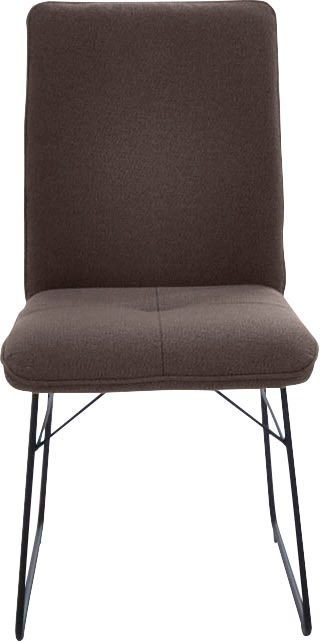 Kufenstuhl K+W KOMFORT & WOHNEN, braun (dunkelbraun, schwarz), B:46cm H:91cm T:62cm, Stühle, Drahtgestell in Metall schwarz, Griff am Rücken, Steppung im Sitz Image
