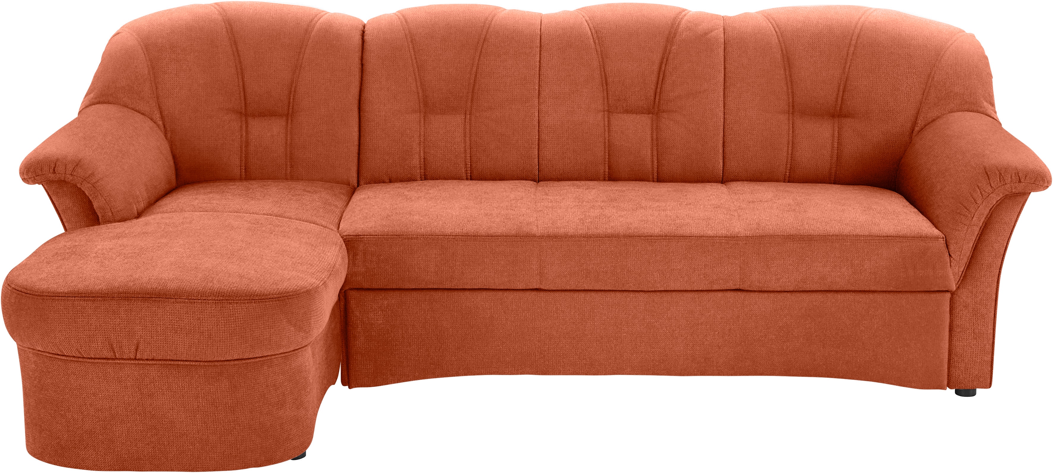 Ecksofa DOMO COLLECTION "Papenburg, zeitlose Rückensteppung, elegante Formensprache, L-Form", orange (terra), B:235cm H:84cm T:140cm, Kunstleder SOFTLUX;Luxus-Microfaser (100% Polyester);Struktur ( 90% Polyester, 10% Polyacryl);Microfaser PRIMABELLE...