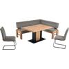 Eckbankgruppe K+W KOMFORT & WOHNEN "Floyd", grau (lightgrau 85, balkeneiche 437), B:203cm H:90cm T:163cm, Sitzmöbel-Sets, Stauraum-Eckbank, wahlweise rechts oder links langer Schenkel 203cm