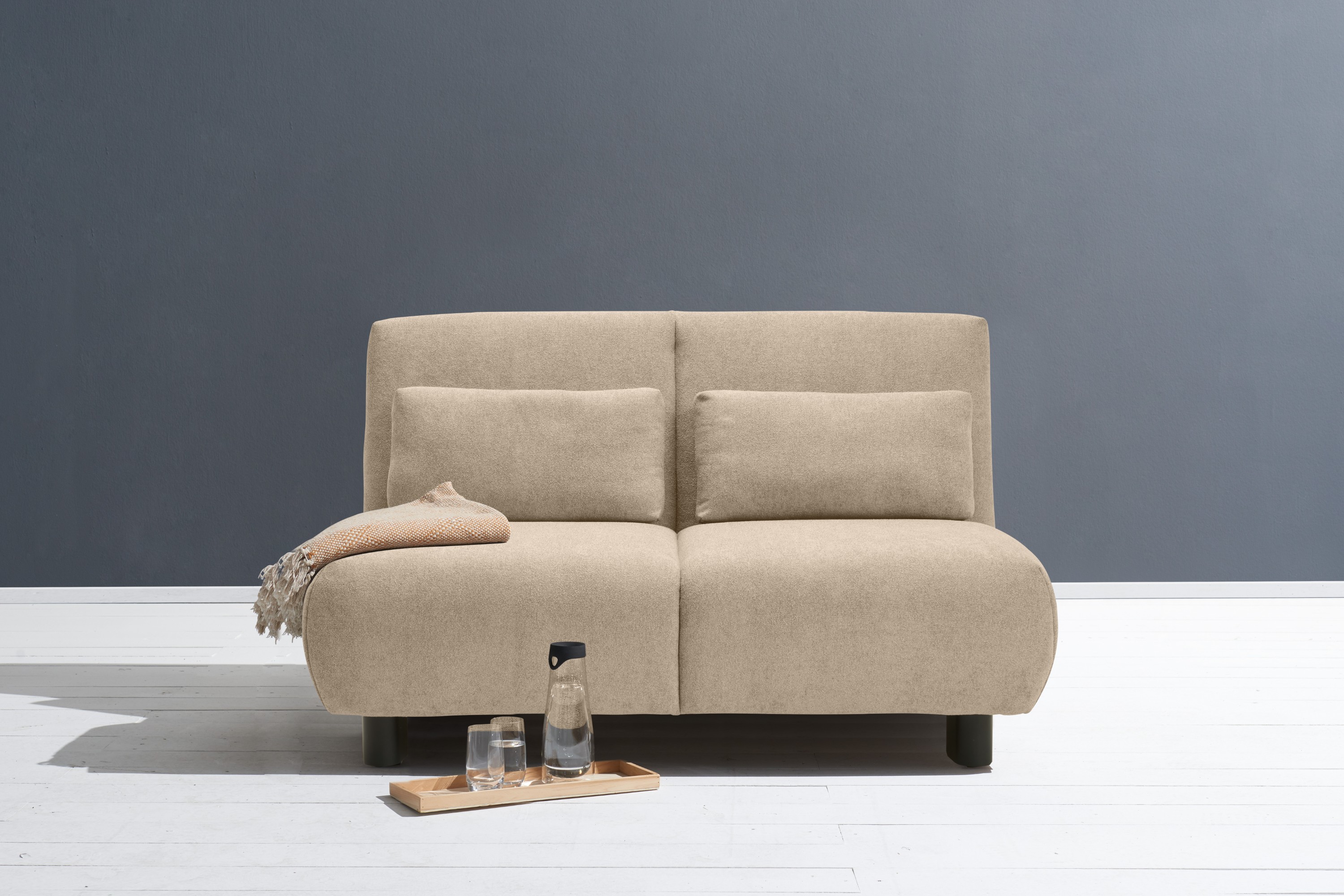 Schlafsofa ELL + ELL "Minou", beige, B:145cm, Sofas, Schlafsofa