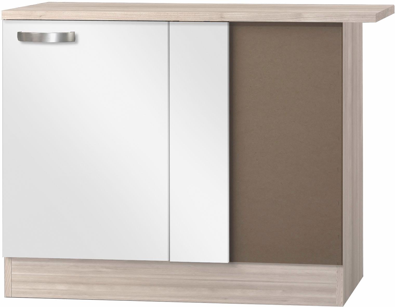 Eckunterschrank OPTIFIT "Faro", weiß (weiß matt), B:100cm H:84,8cm T:60cm, Schränke, mit Metallgriff, Breite 100 cm Image