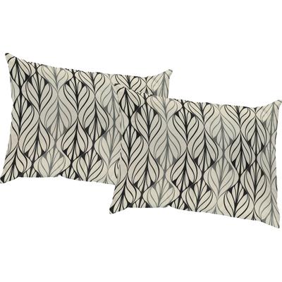Dekokissen ADAM "Kissenhülle Wave", schwarz (schwarz, dunkelgrau, bedruckt), B:40cm L:60cm, Leinen, Baumwolle, Dekokissen_Sitzkissen_Kissenhüllen, aus Bio-Baumwolle, Kissenhülle ohne Füllung, 1 Stück Image