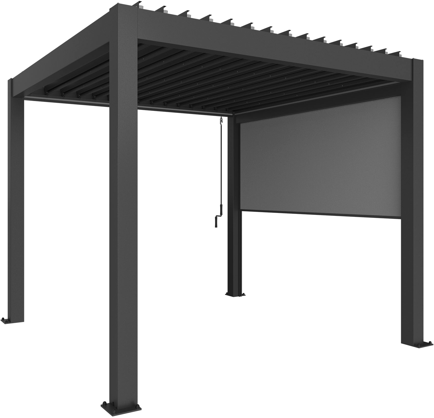 Rollo BIOHORT "Sonnenschutz für 3,5m-Seite von biohort Pergola", grau (dunkelgrau, metallic), Kunststoff, Rollos, Sonnen- und Blendschutz mit ZIP-Funktion, stufenlos verstellbar