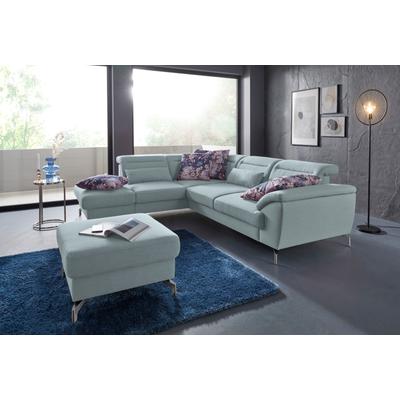 Ecksofa SIT & MORE "Percy L-Form", blau (aqua), B:270cm H:77cm T:235cm, Sofas, 12 cm Fußhöhe, Sitztiefenverstellung, wahlweise in 2 Fußfarben Image
