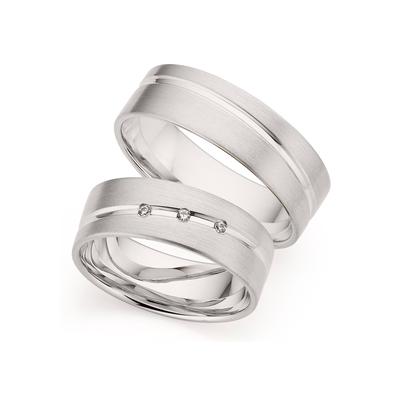 Trauring PHÖNIX "Schmuck Geschenk Silber 925 Trauring Ehering LIEBE versch. Varianten" Gr. 59, silber (silberfarben), Fingerringe, Damen, 59, 0,03 ct SI = kleine Einschlüsse mit Brillanten, Silber 925 (Sterlingsilber), 6,5mm, Made in Germany -... Image