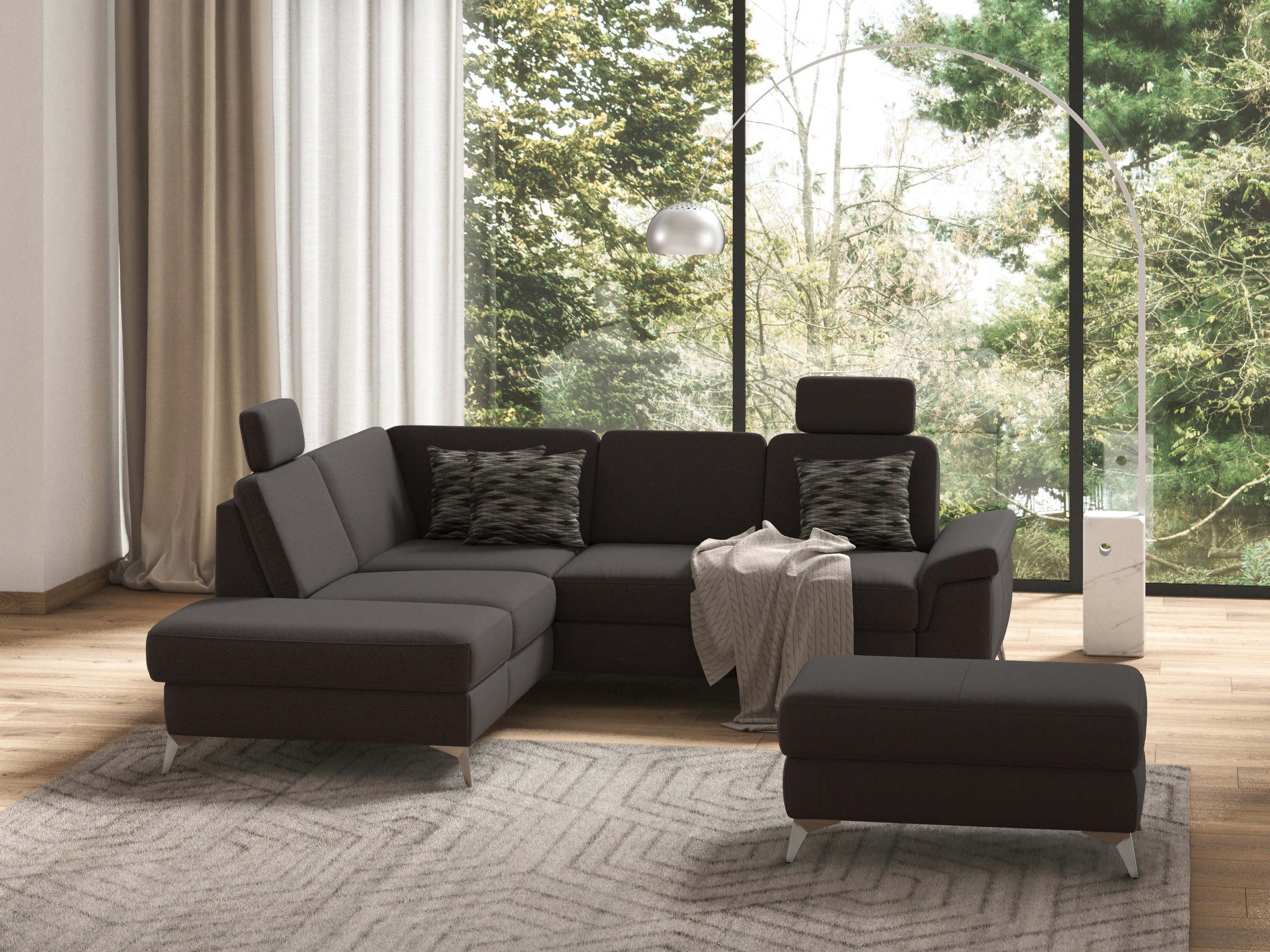 Ecksofa SIT & MORE "Padua L-Form", braun (espresso), B:276cm H:89cm T:228cm, Sofas, inklusive Sitztiefenverstellung, Armteilfunktion und Federkern Image