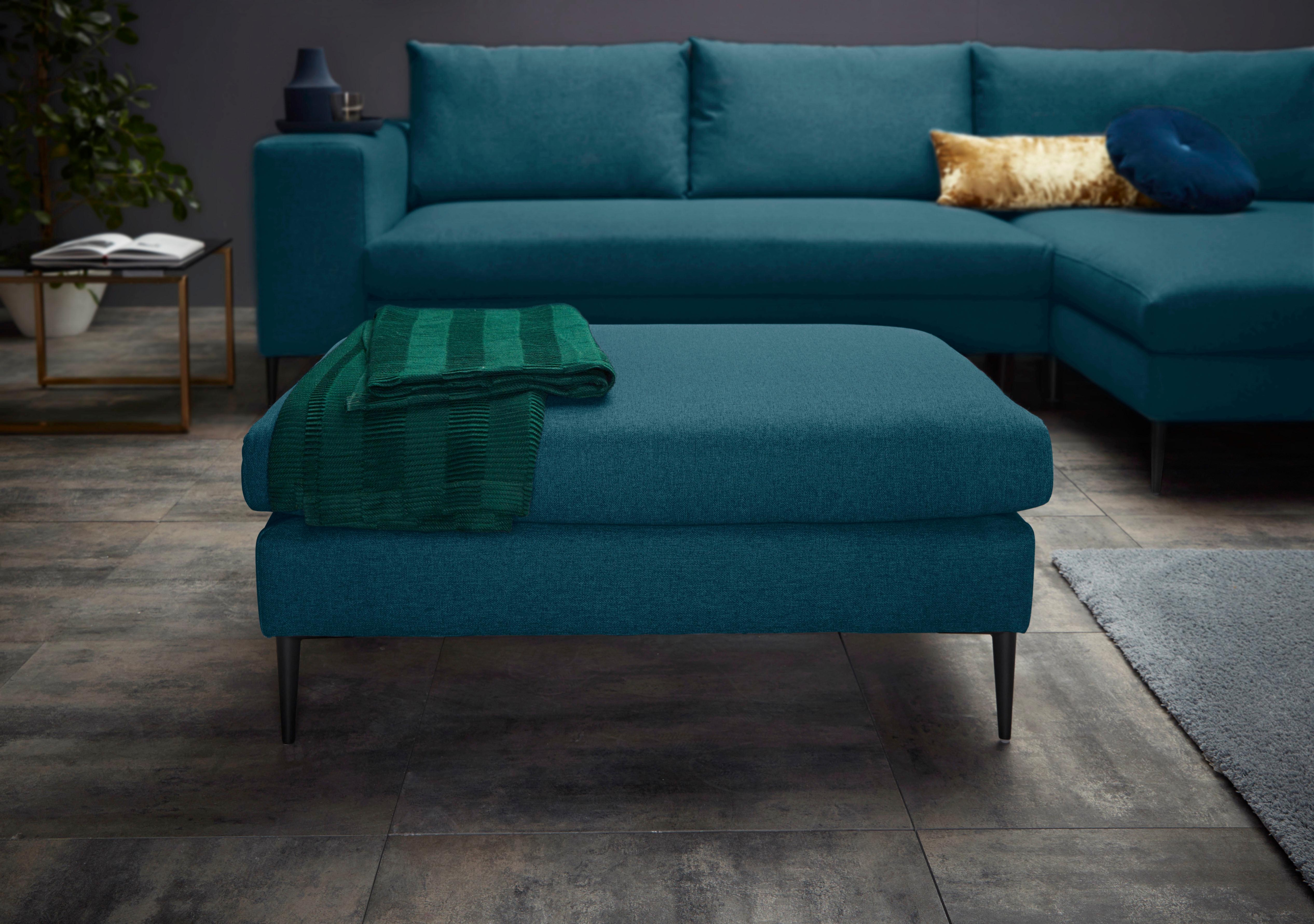 Hocker INOSIGN, blau (petrol), B:100cm H:43cm T:69cm, Struktur (100% Polyester);Chenille 60% Polyacryl 40% Polyester, Hocker, Sitzhocker