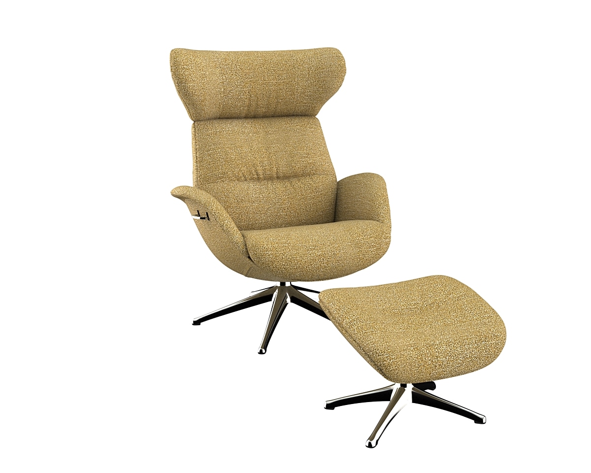 Relaxsessel FLEXLUX "Fernsehsessel More, ergonomisch, drehbar, robuster Fuß, Scandi", gelb (mustard gelb), B:90cm H:107cm T:89cm, 62% Polyester, 17% Cotton, 14% Linen, 12%Polyester, 4% Wool, Sessel, Relaxsessel, Premium Komfort, Rücken- und...