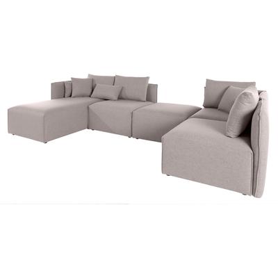 Wohnlandschaft ANDAS "Nöre U-Form", grau (hellgrau), B:340cm H:74cm T:172cm, Struktur fein (100% Polyester), Struktur (100% Polypropylene), Webstoff (100% Polyester), Samtoptik (100% Polyester), Luxus-Microfaser Lederoptik (100% Polyester),... Image