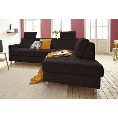 Ecksofa SIT & MORE "Pablo L-Form", schwarz, B:233cm H:80cm T:196cm, Luxus-Microfaser ALTARA NUBUCK (100% Polyester) / Struktur fein (100% Polyester), Luxus-Microfaser ALTARA NUBUCK (100% Polyester) / Struktur (90% Polyester, 10% Polyamid), Sofas,... Image