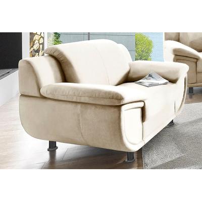 Sessel TRENDMANUFAKTUR "Rondo, Breite 121 cm, breite Armlehnen, Füße schwarz", weiß (altweiß), B:121cm H:85cm T:94cm, Kunstleder SOFTLUX, Microfaser PRIMABELLE (100% Polyester), NaturLEDER (echtes Rindsleder), Struktur (54% Polyacryl, 46%... Image