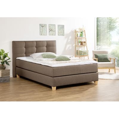 Boxspringbett HOME AFFAIRE "Moulay", braun (mittelbraun), B:134cm L:211cm, Komplettbetten, Boxspringbett, inkl. Topper, in 3 Härtegraden, TFK auch in Härtegrad 4 Image