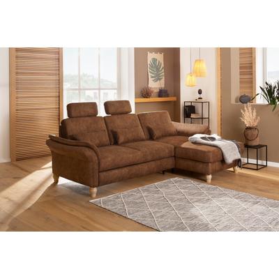 Ecksofa HOME AFFAIRE "Palace L-Form", braun (cognac), B:266cm H:89cm T:164cm, Struktur fein (100% Polyester), Struktur (100% Polyester), Luxus-Microfaser Lederoptik (100% Polyester), Sofas, incl. Sitztiefenverstellung, wahlweise mit Bettfunktion und... Image